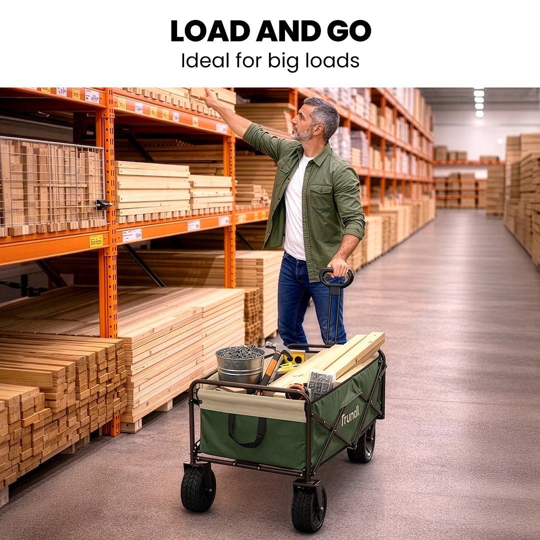 TRUNDL 106L Electric Folding Wagon, All-Terrain Wheels, Green