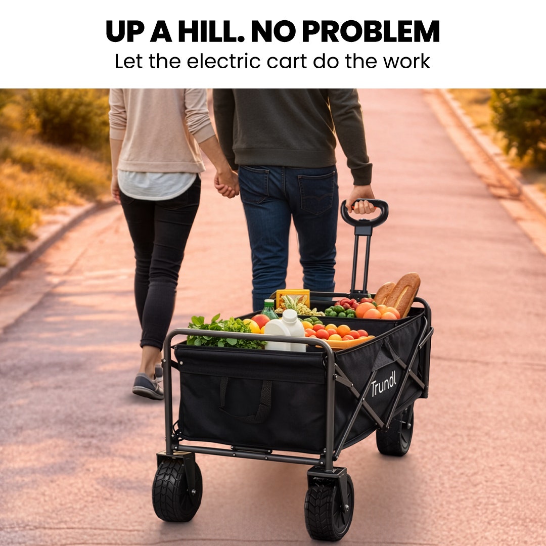 TRUNDL 106L Electric Folding Wagon, All-Terrain Wheels, Black