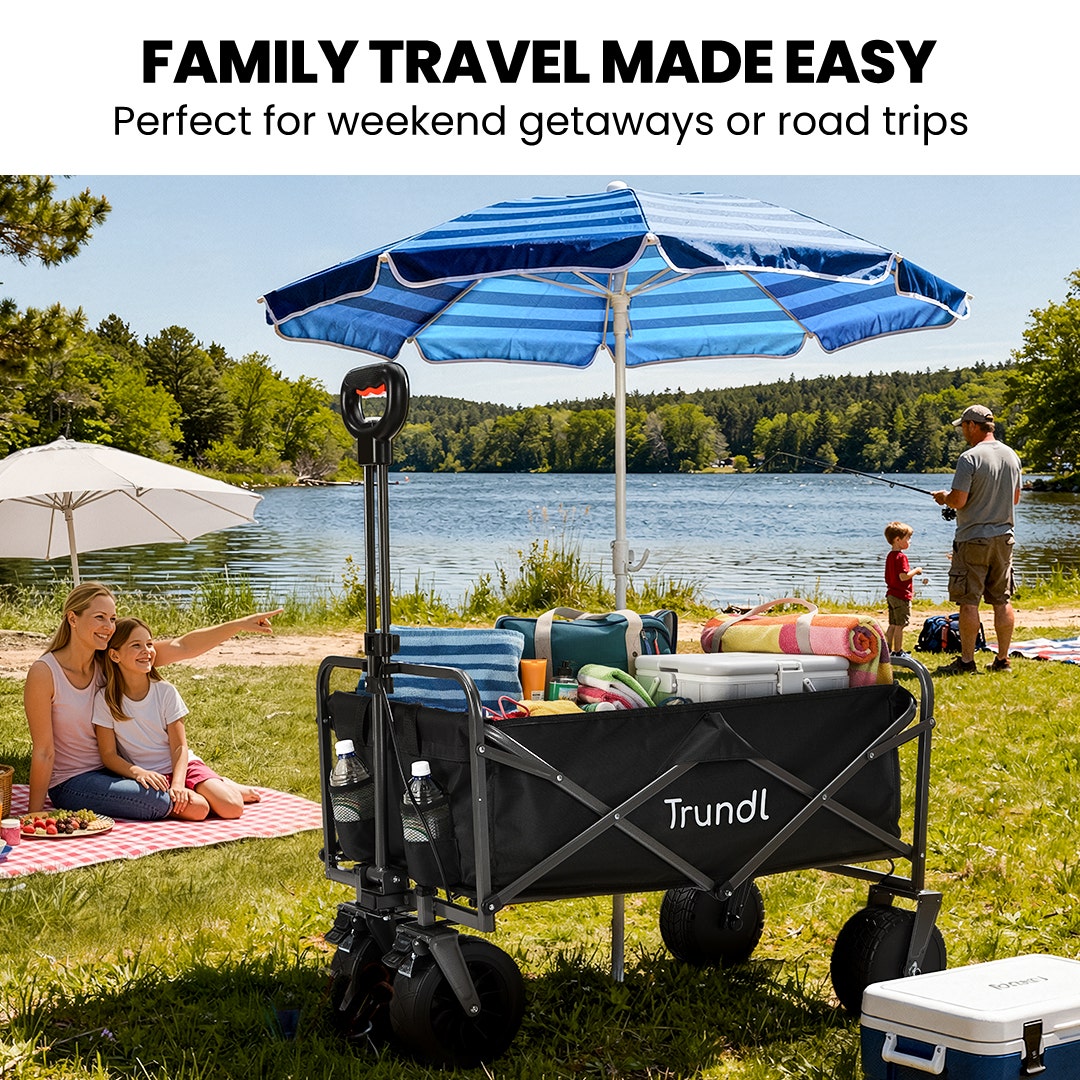 TRUNDL 106L Electric Folding Wagon, All-Terrain Wheels, Black
