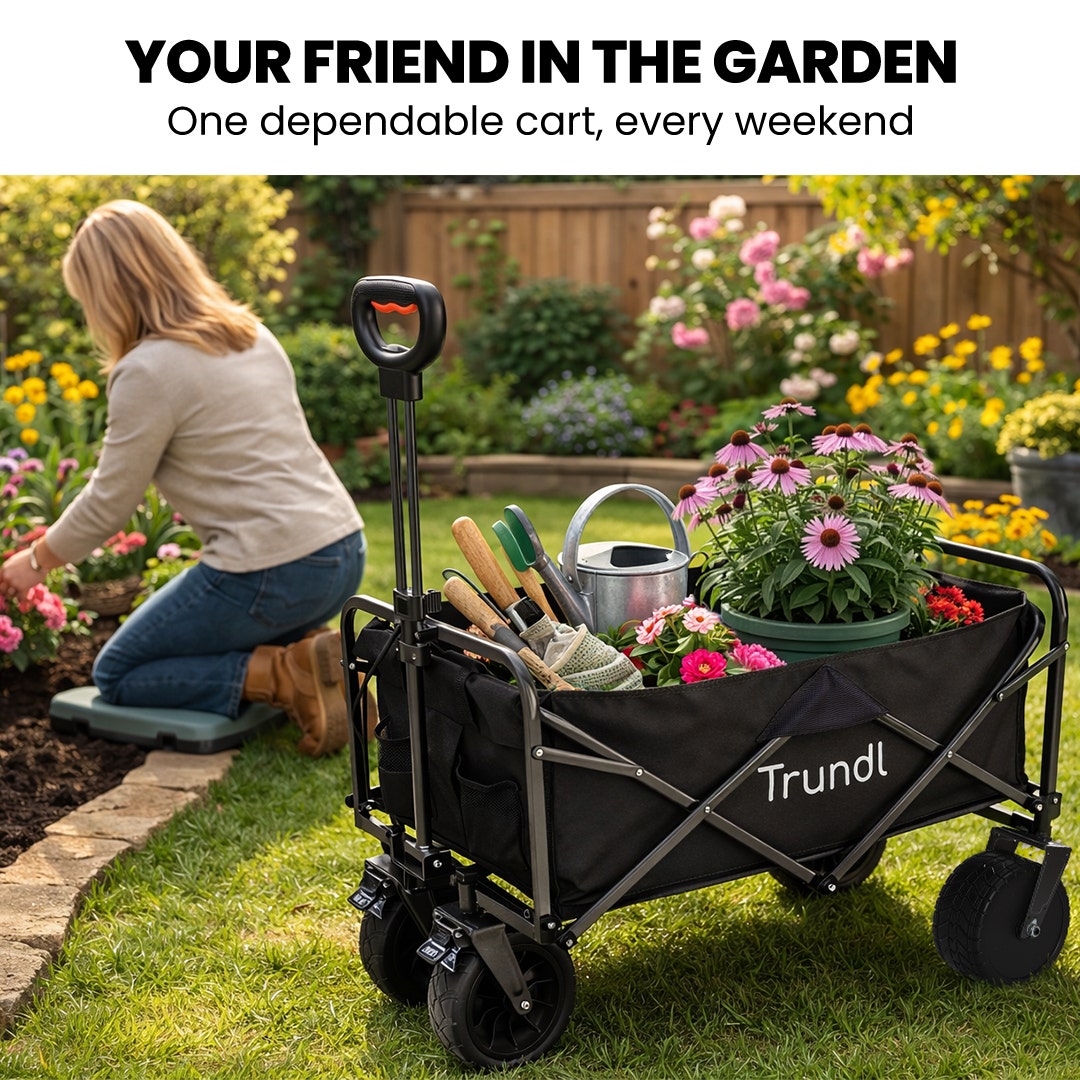 TRUNDL 106L Electric Folding Wagon, All-Terrain Wheels, Black