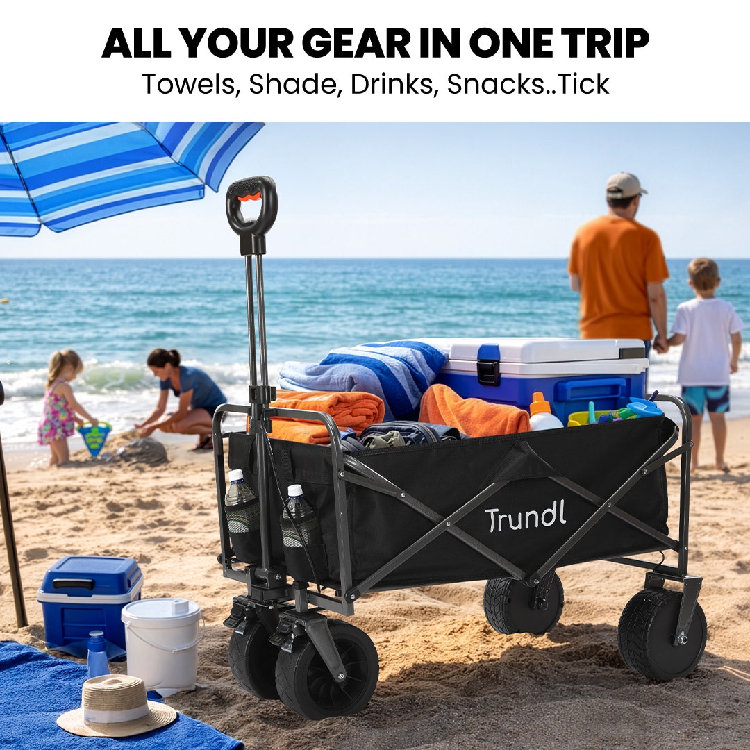 TRUNDL 106L Electric Folding Wagon, All-Terrain Wheels, Black