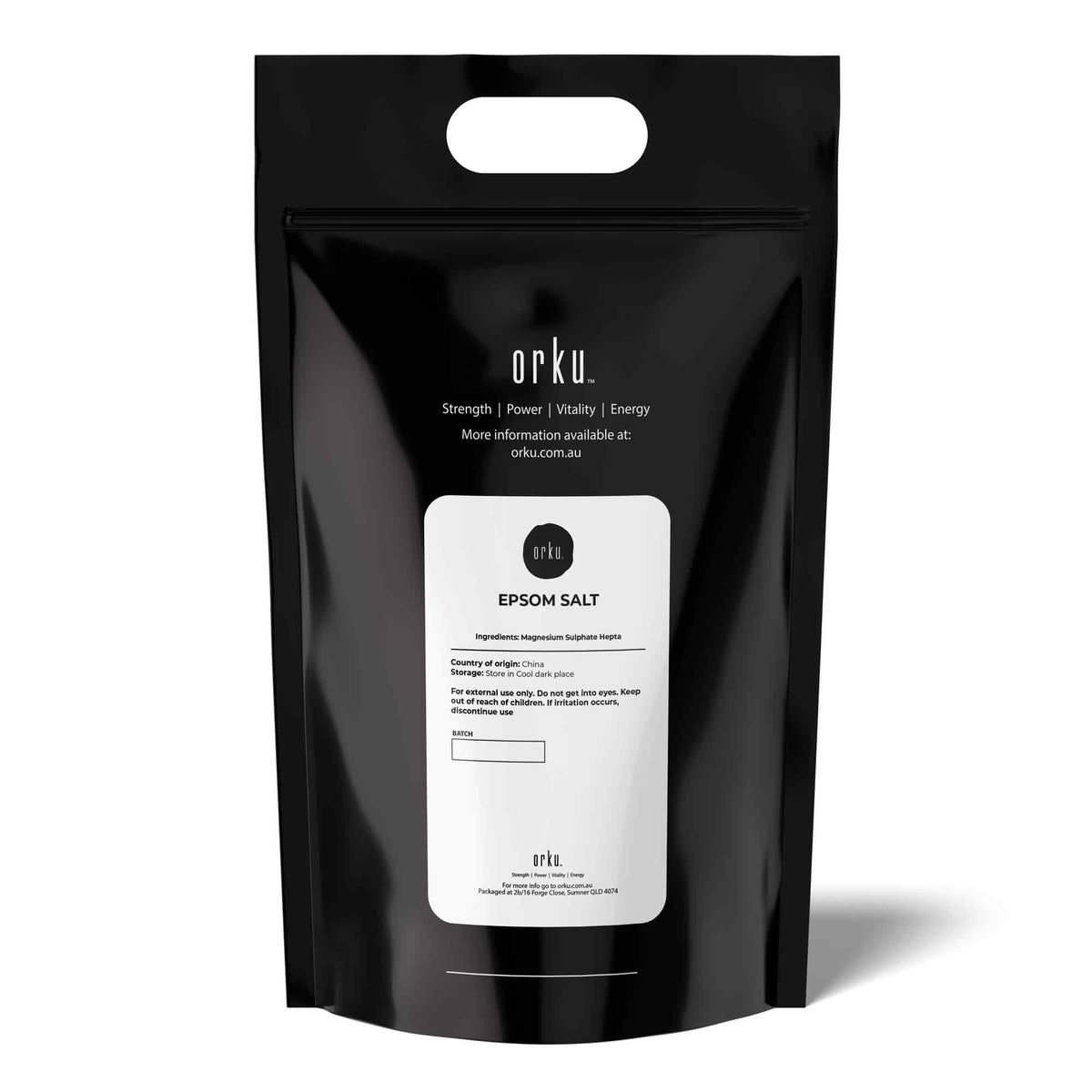 Orku Epsom Salt, Fine Crystals, Magnesium Sulphate Bath Salts, 20kg Bag