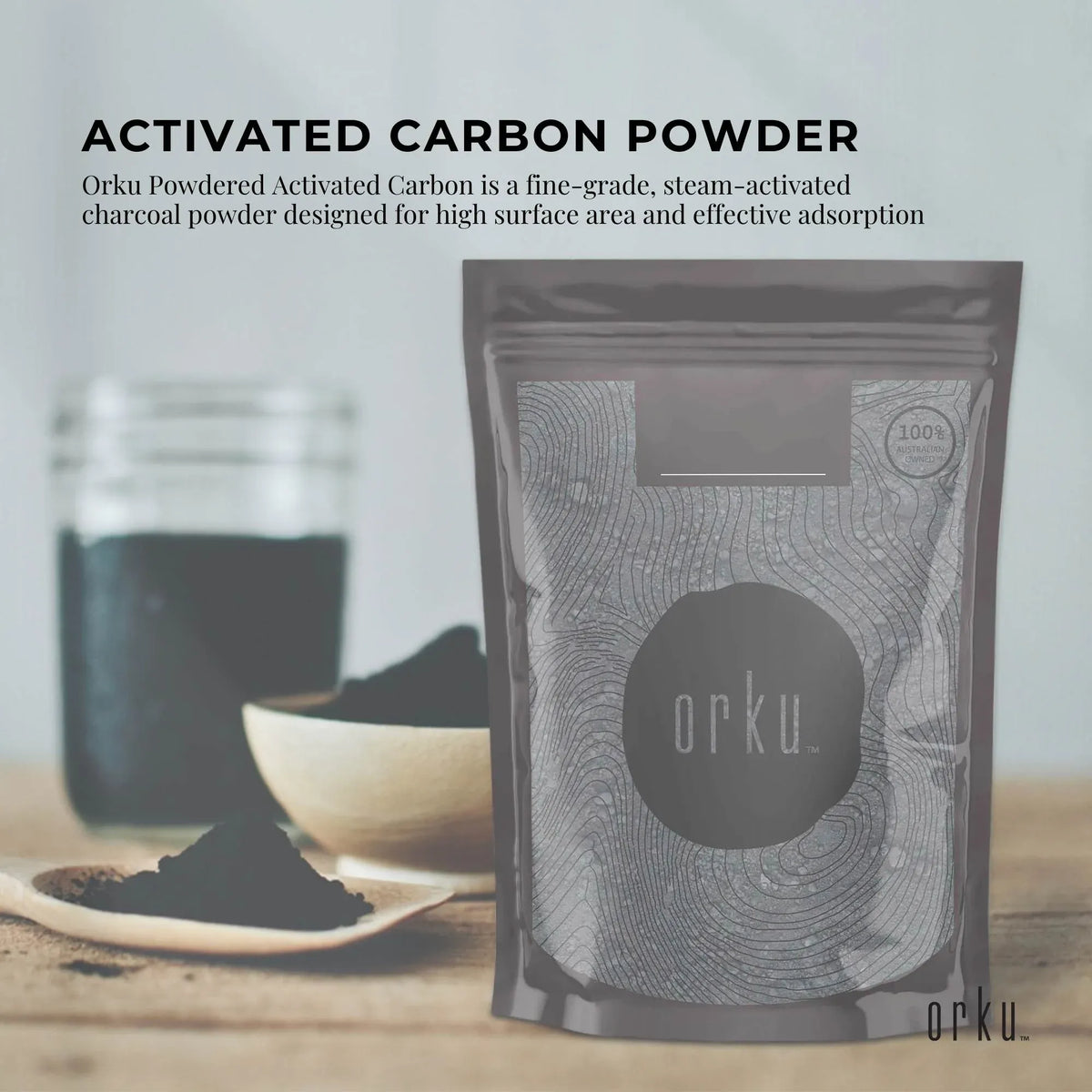 Orku Activated Charcoal Powder, Coconut Shell, 1kg