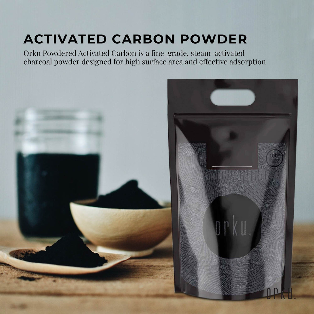 Orku Activated Charcoal Powder, Coconut Shell, 10kg