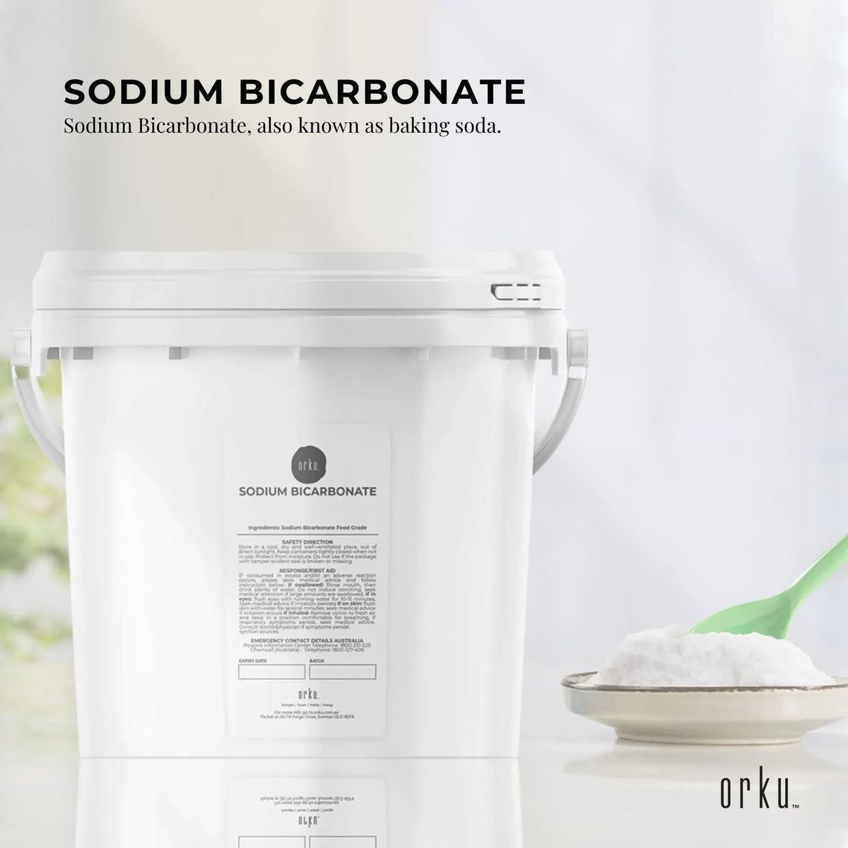 Orku Sodium Bicarbonate, Food Grade, Aluminium Free, 5kg Tub