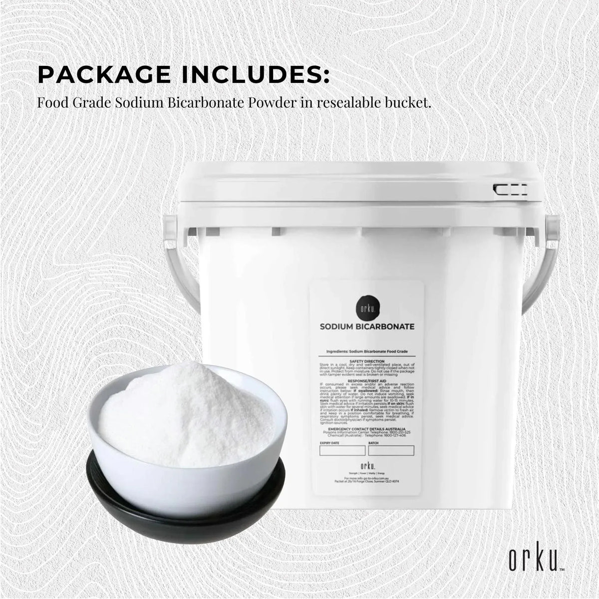 Orku Sodium Bicarbonate, Food Grade, Aluminium Free, 5kg Tub