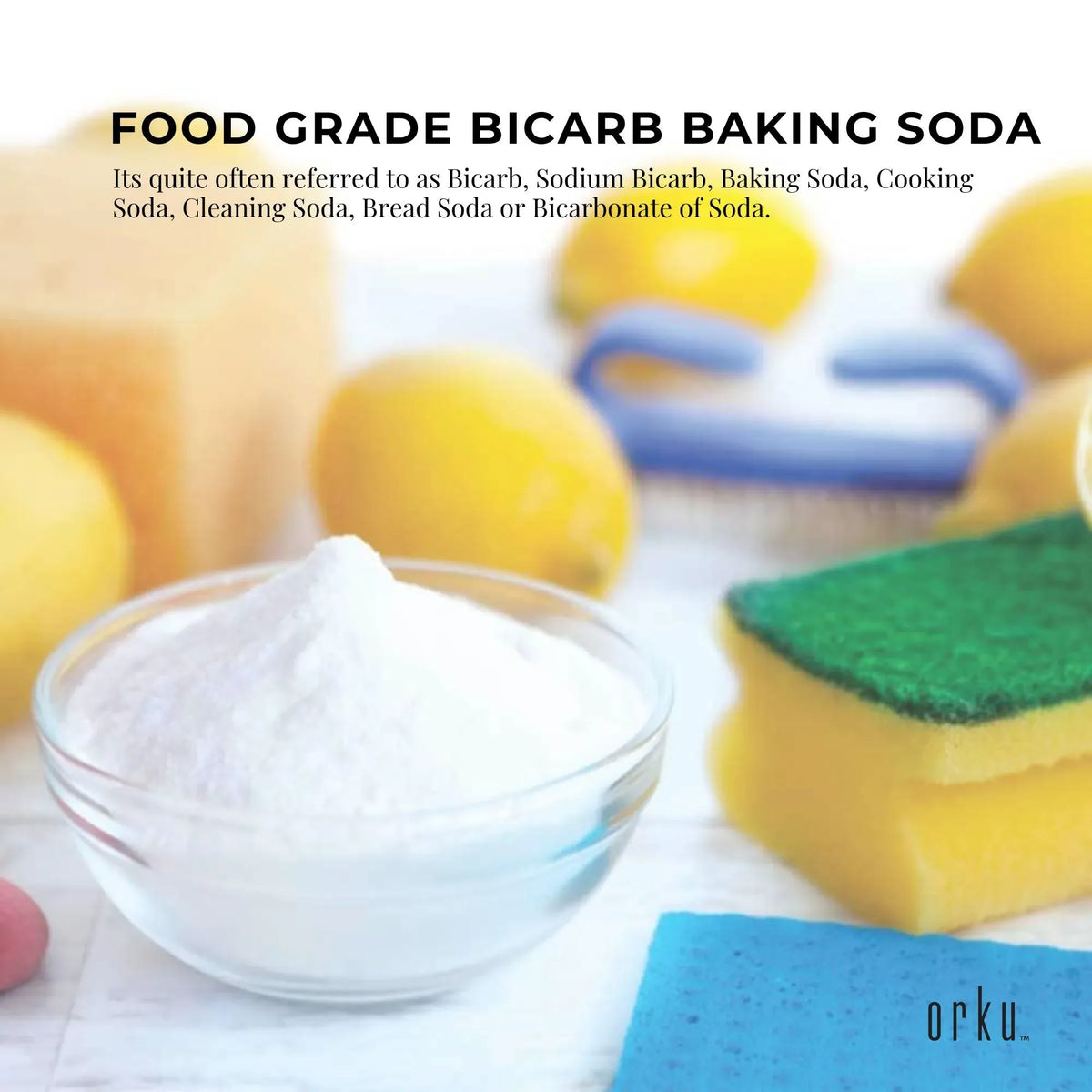 Orku Sodium Bicarbonate, Food Grade, Aluminium Free, 2kg Bag