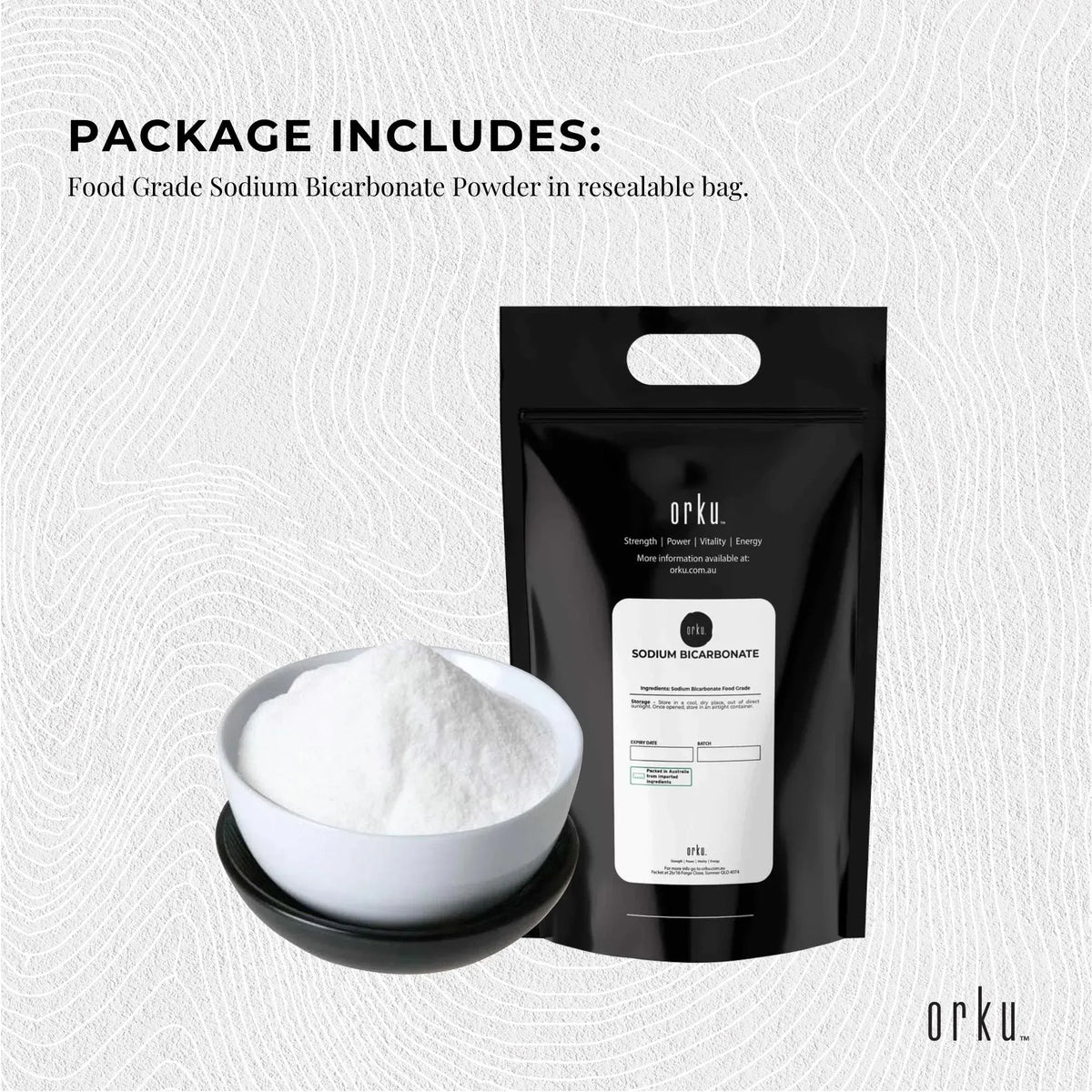 Orku Sodium Bicarbonate, Food Grade, Aluminium Free, 10kg Bag