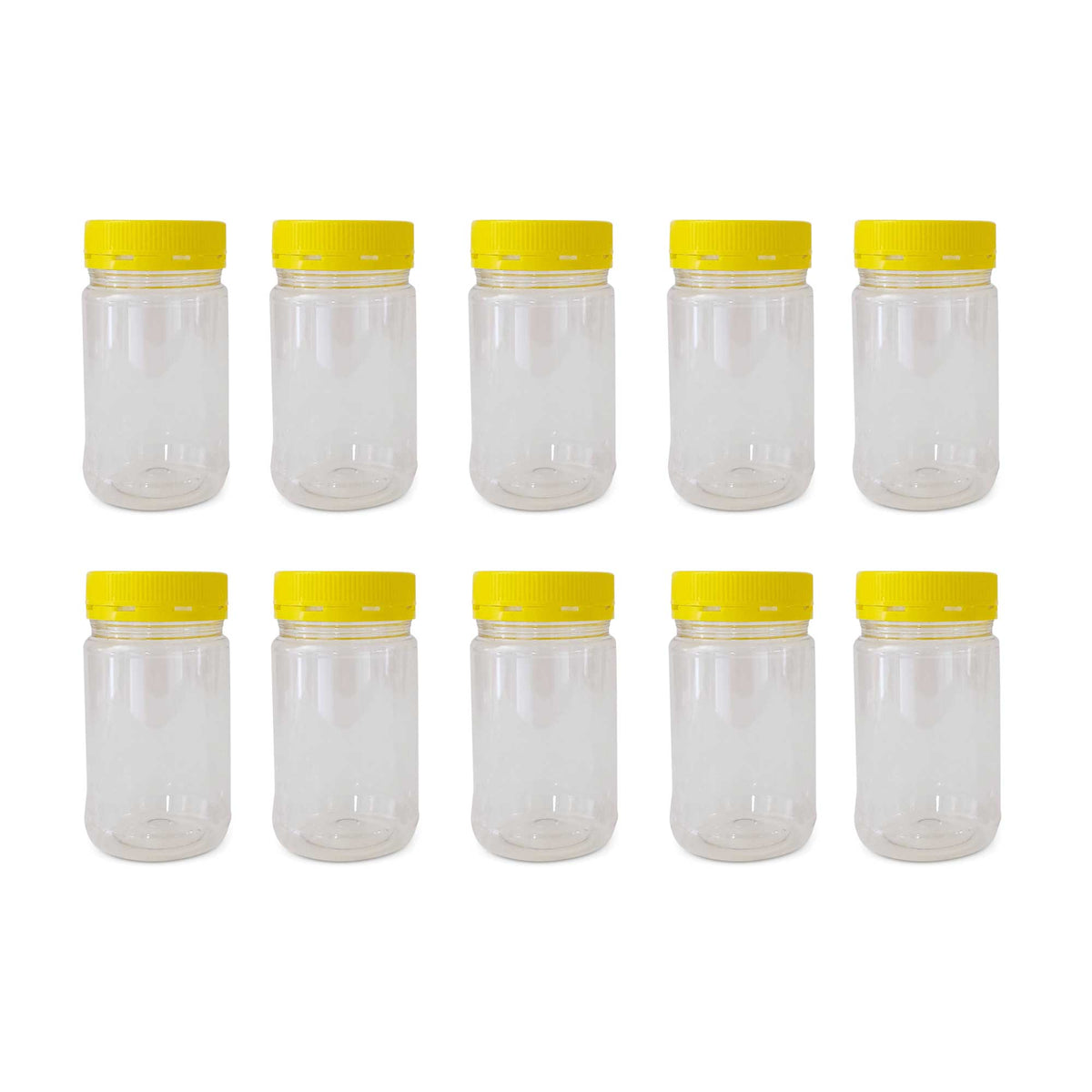 Plastic Honey Jars with Lids, Round, 500g, 10 Pack