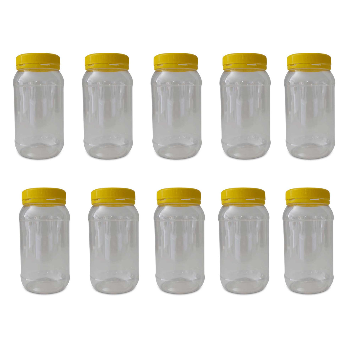 Plastic Honey Jars with Lids, Round, 1kg, 10 Pack