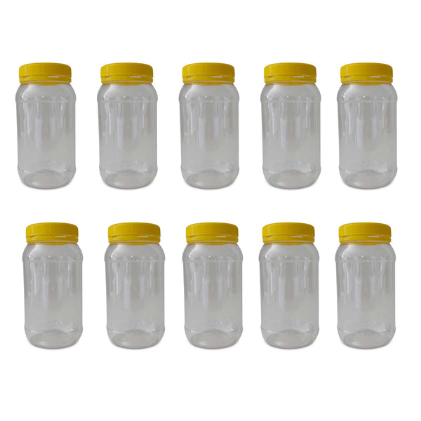 Plastic Honey Jars with Lids, Round, 1kg, 10 Pack