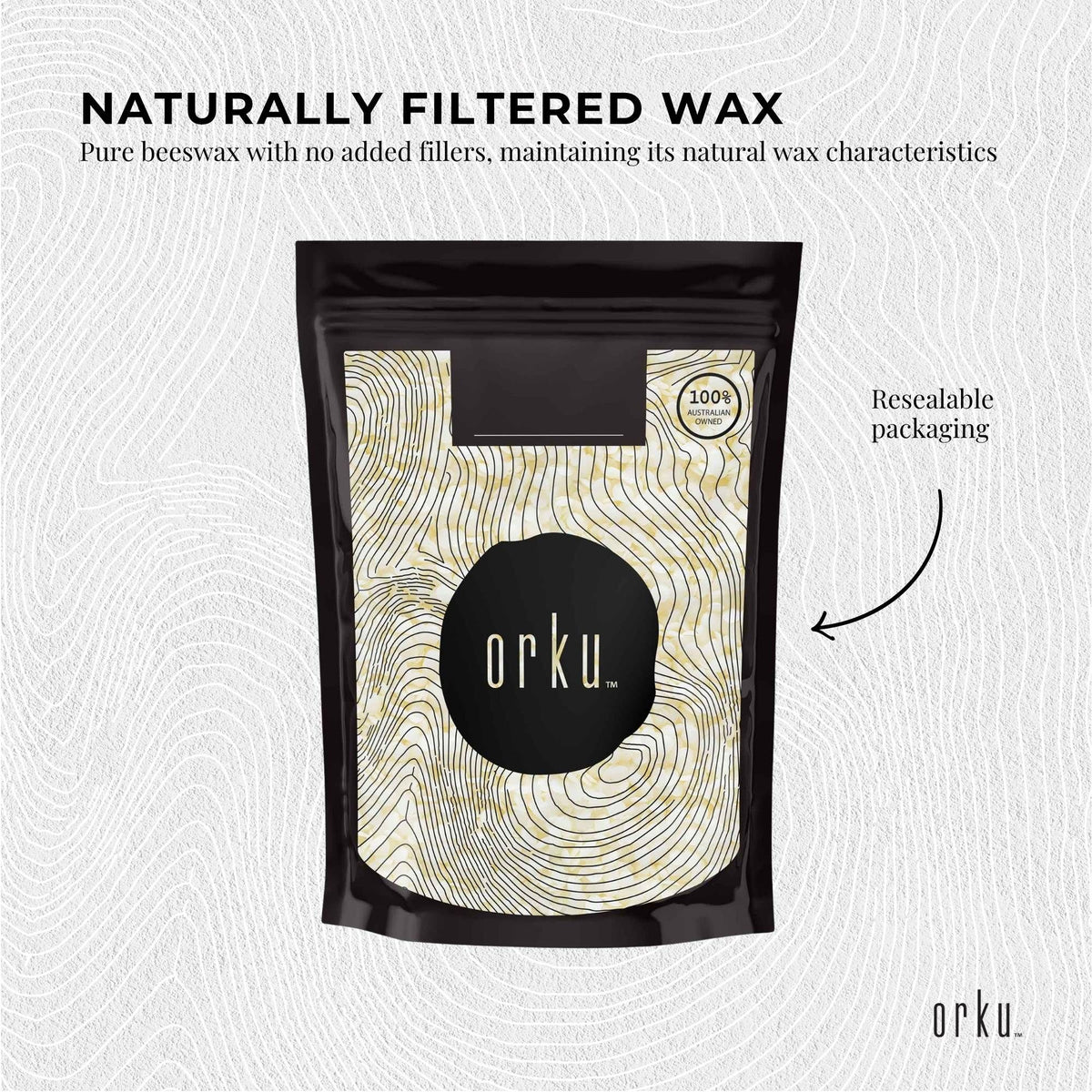 Orku White Beeswax Pellets, BP Grade, 100g Bag