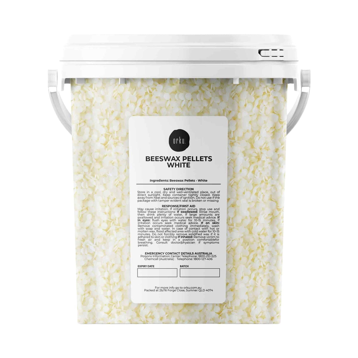 Orku White Beeswax Pellets, BP Grade, 700g Tub