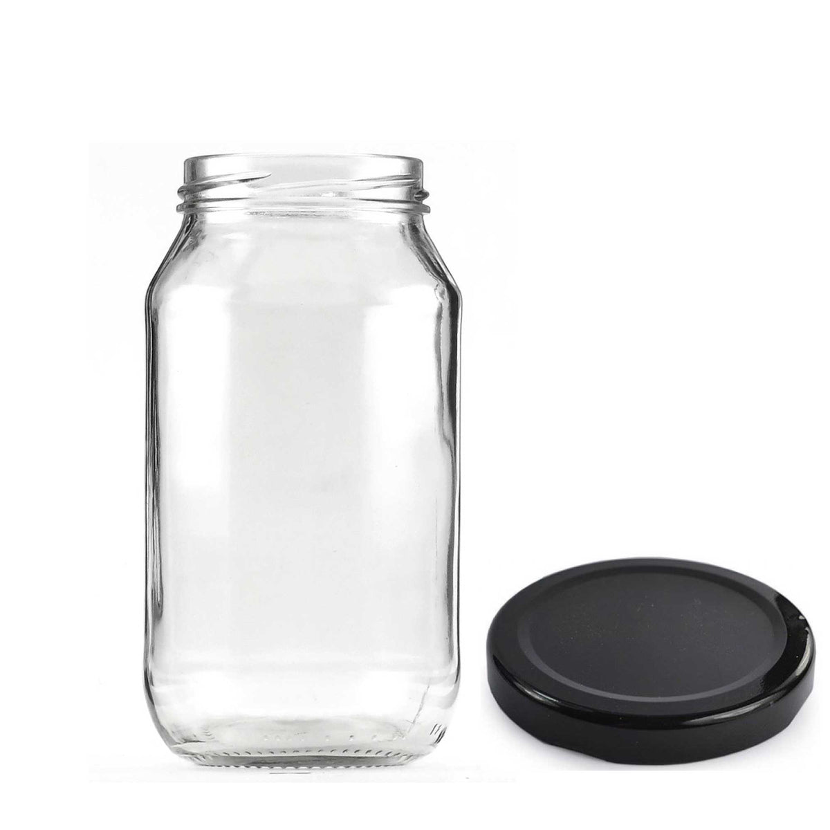 Flint Glass Jars with Twist Lids, Round, 500ml, 12 Pack