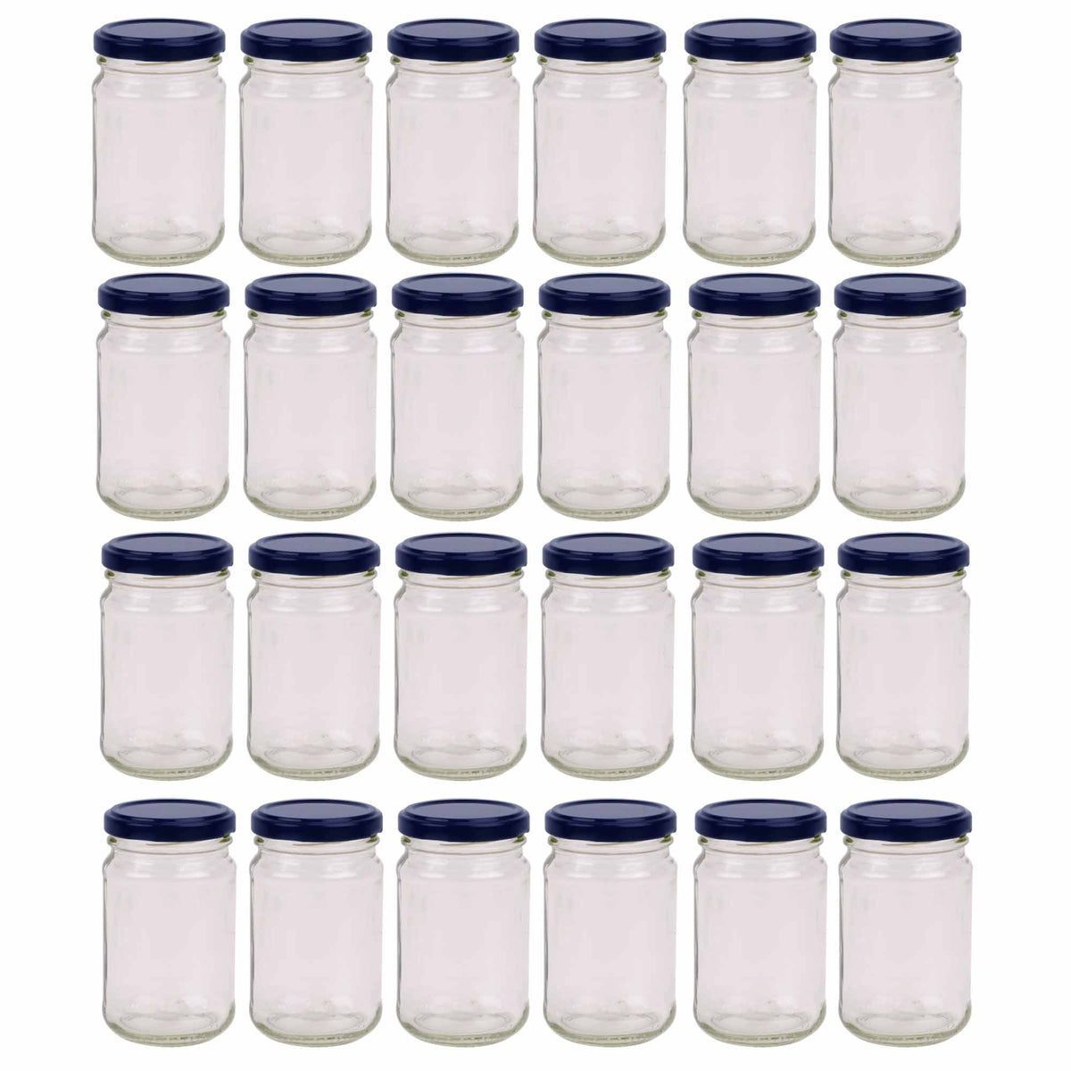 Flint Glass Jars with Twist Lids, Round, 375ml, 24 Pack