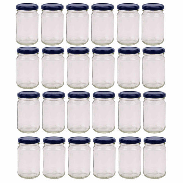 Flint Glass Jars with Twist Lids, Round, 375ml, 24 Pack