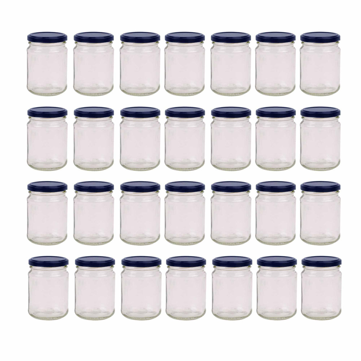 Flint Glass Jars with Twist Lids, Round, 250ml, 28 Pack