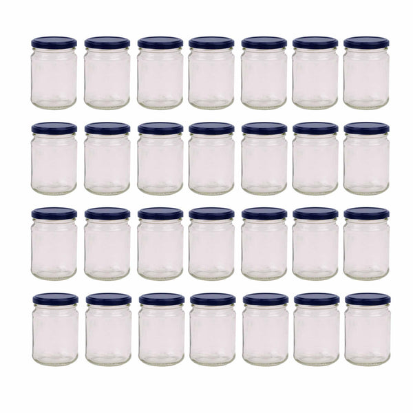 Flint Glass Jars with Twist Lids, Round, 250ml, 28 Pack