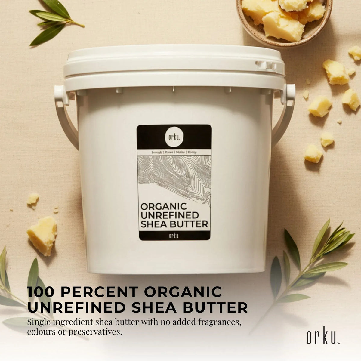 Orku Organic Unrefined Shea Butter, Raw Chunks, 3kg Tub