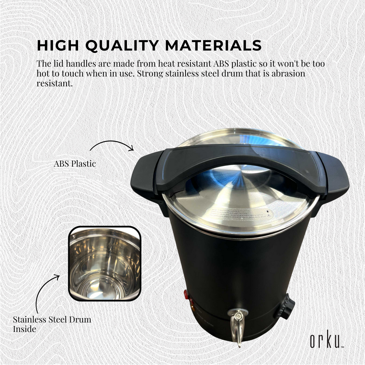 Orku Candle Wax Heater with Tap and Accessories, 10L, Black