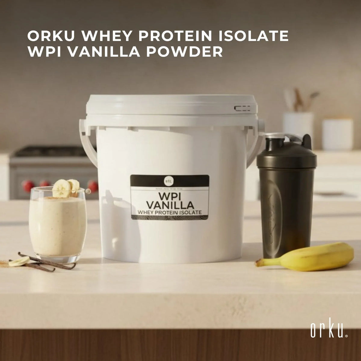 Orku Whey Protein Isolate, Vanilla, 2kg Tub