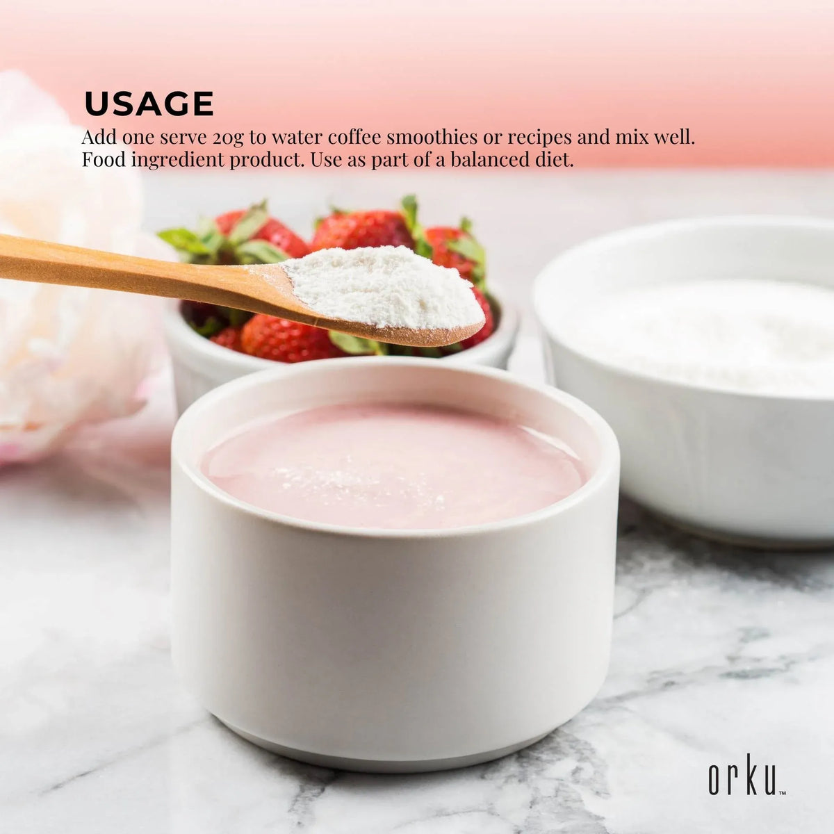 Orku Bovine Collagen Peptides, Unflavoured, 2.5kg Tub