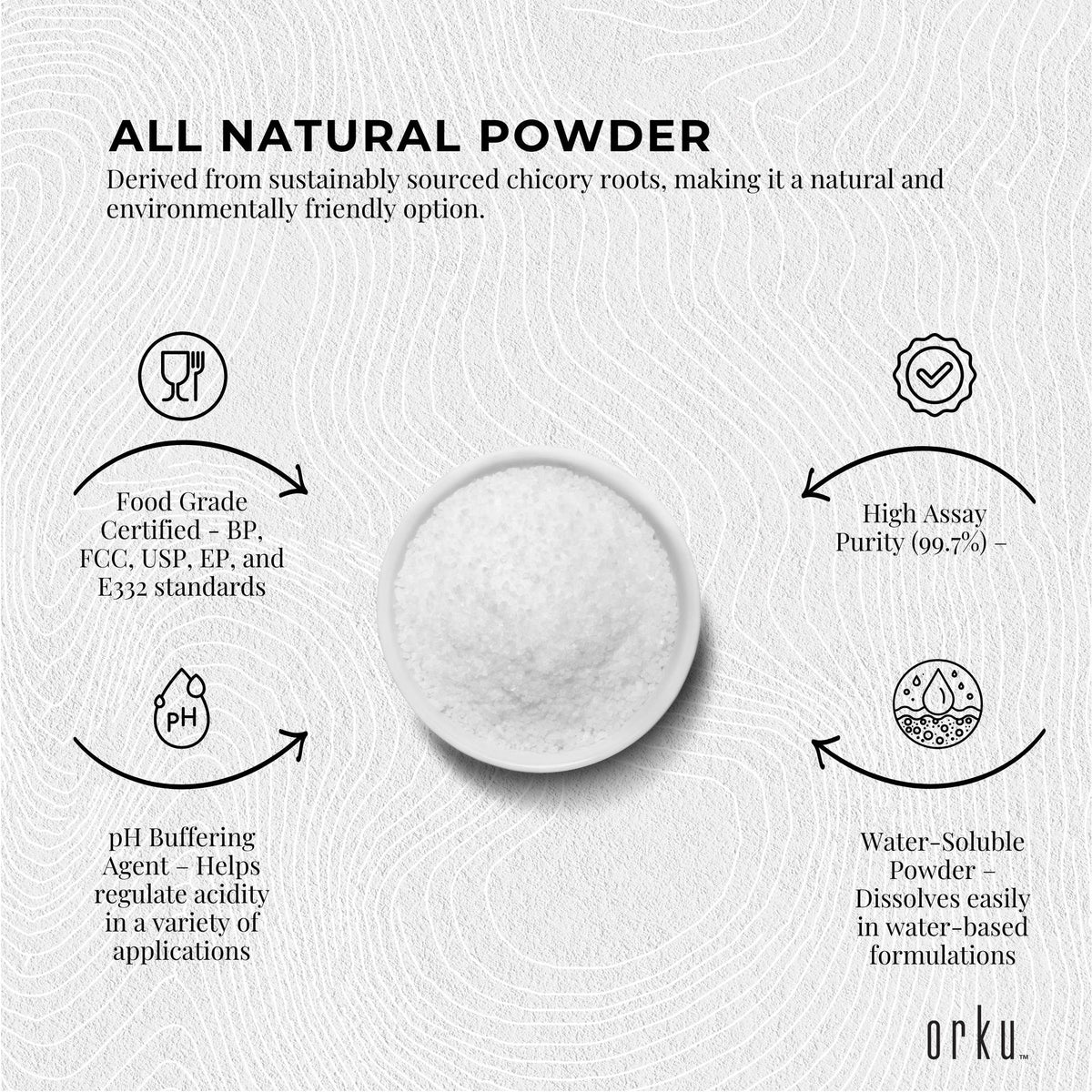 Orku Potassium Citrate, Food Grade E332 Granules, 5kg Tub