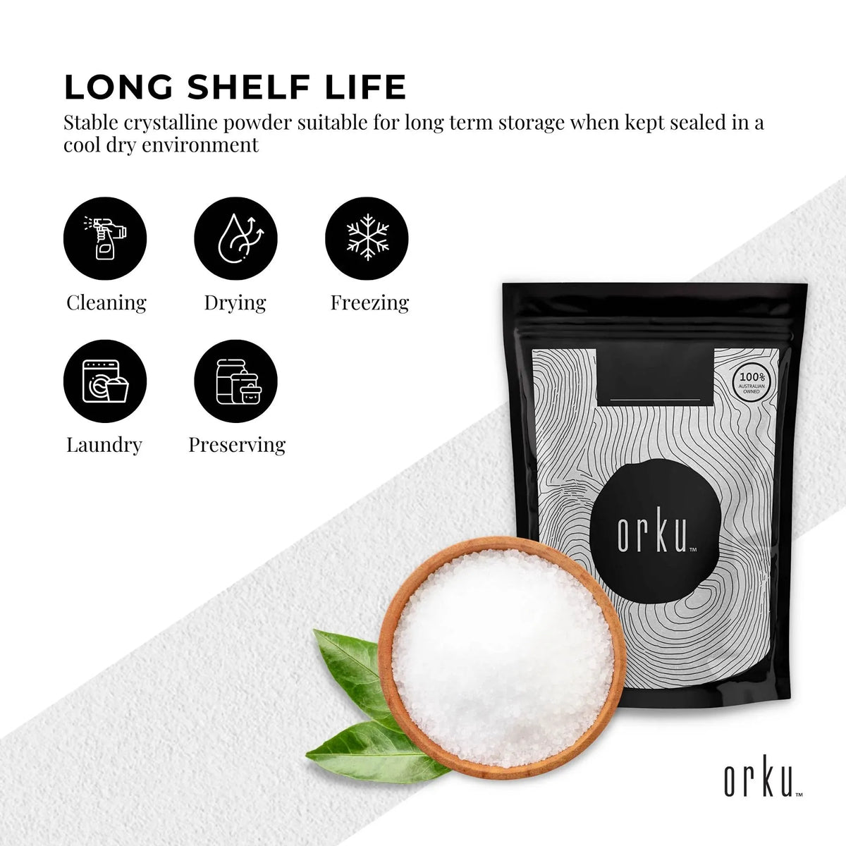 Orku Citric Acid, Food Grade, 2kg Bag
