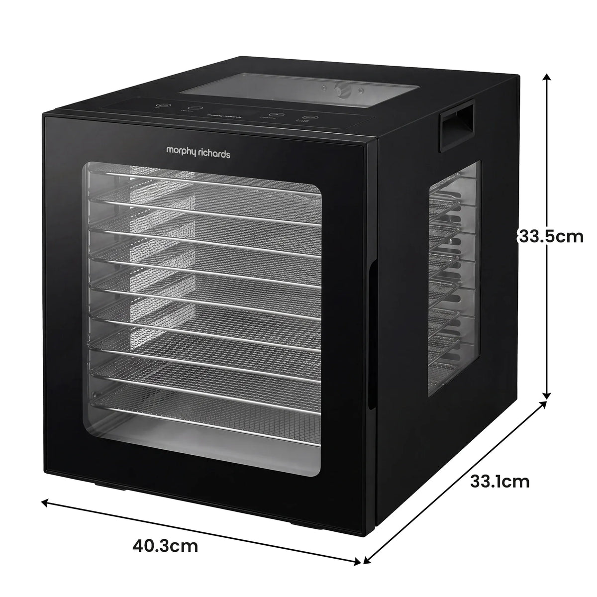 Morphy Richards Food Dehydrator, 10 Stainless Shelves, 850W, Black