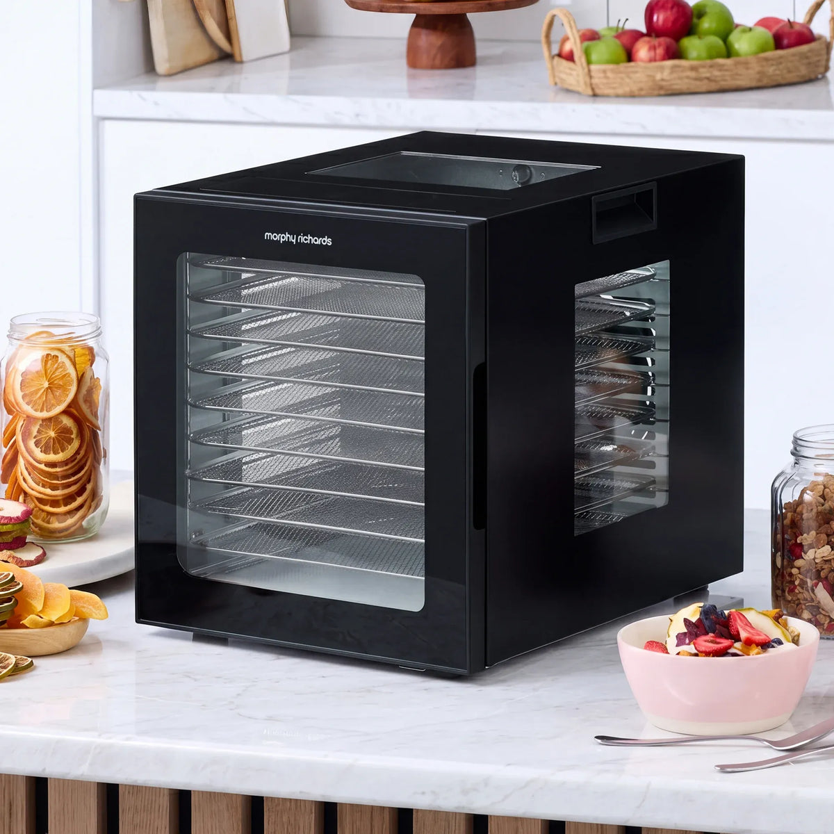Morphy Richards Food Dehydrator, 10 Stainless Shelves, 850W, Black