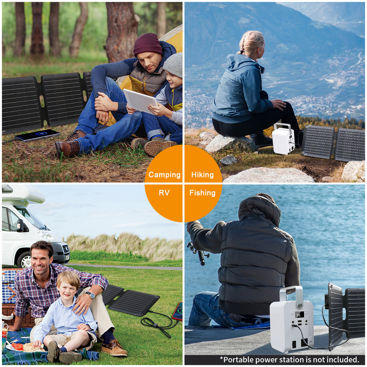 JumpsPower 100W Foldable Solar Panel, USB-C, USB-A & DC Output