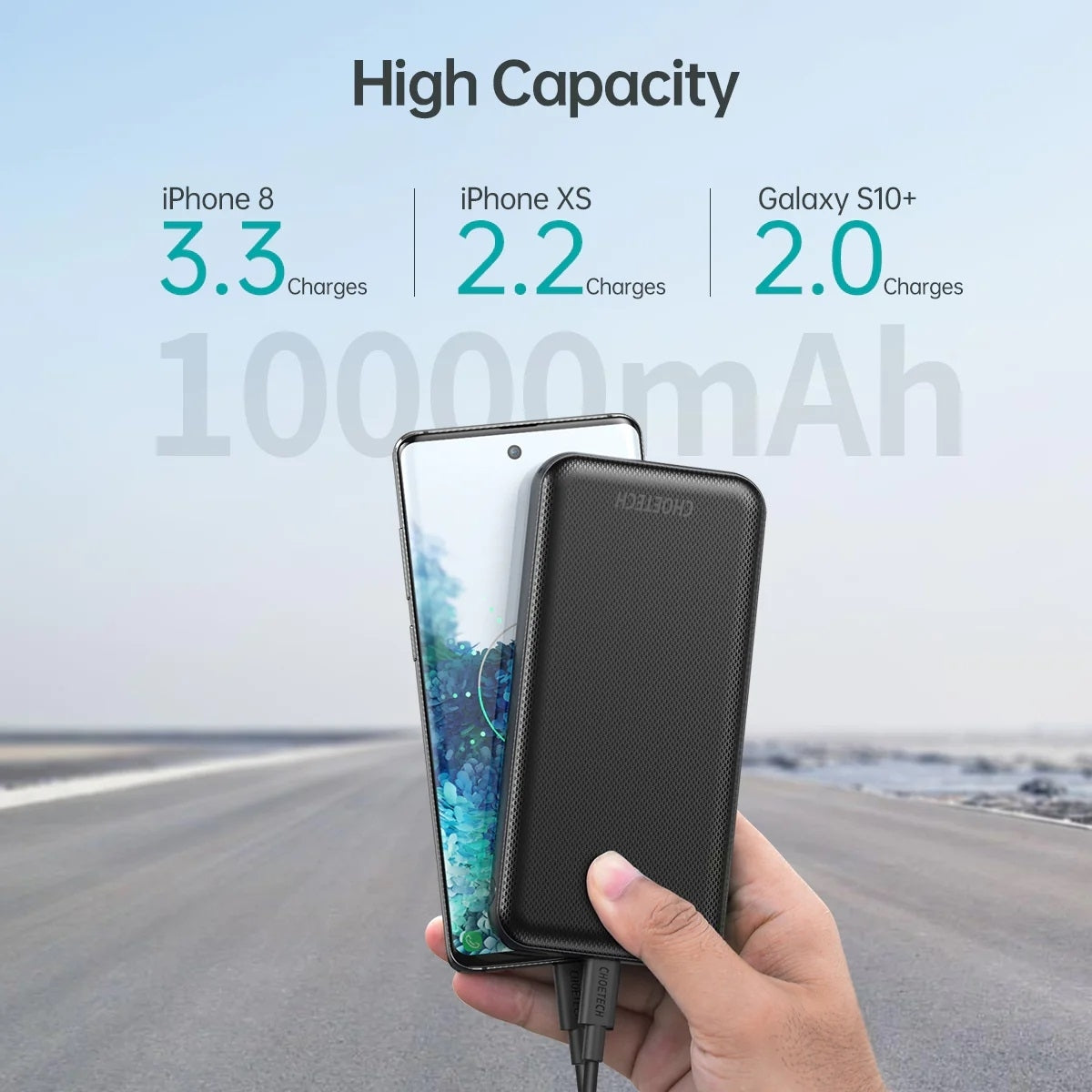 CHOETECH B627 10000mAh Power Bank, 18W USB-C PD & QC 3.0