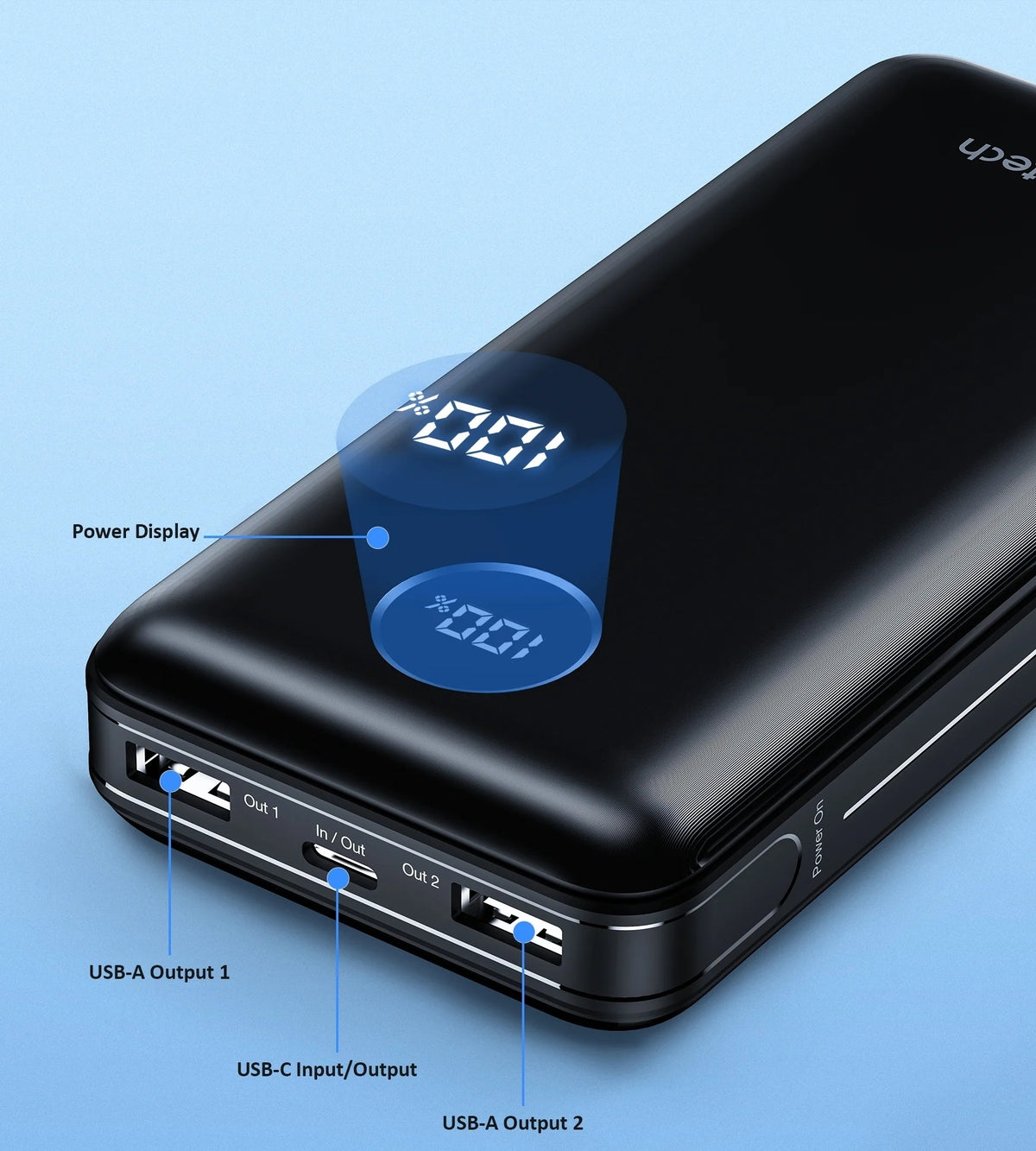 CHOETECH B653 20000mAh Power Bank, 45W USB-C PD Laptop Charging