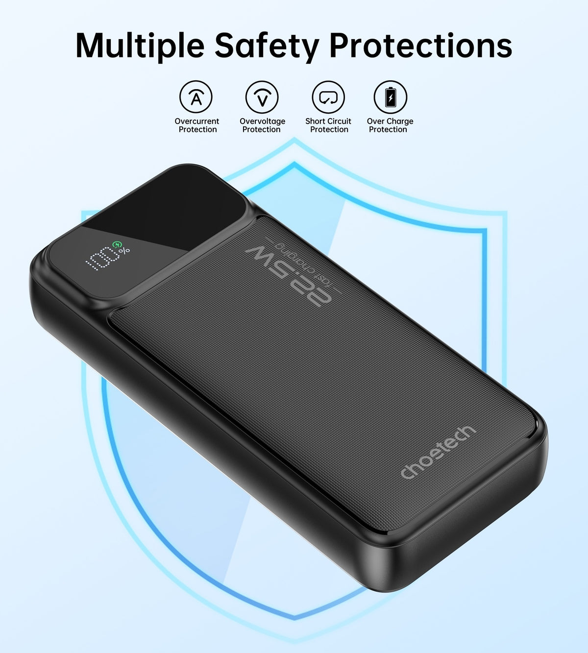 CHOETECH B729 20000mAh Power Bank, 22.5W Fast Charging, Digital Display