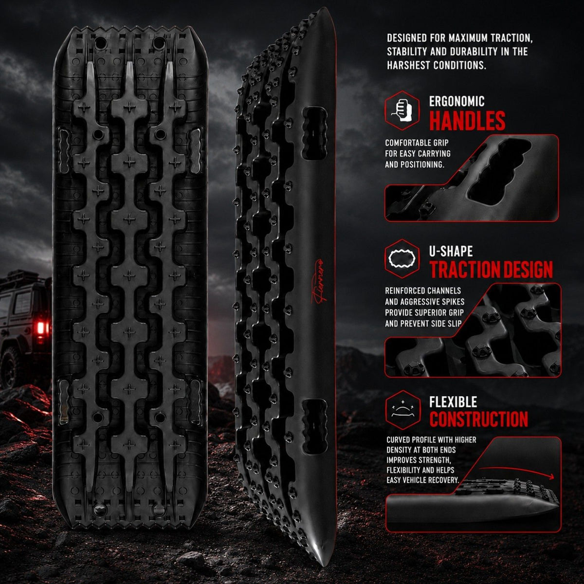 Fiernero Recovery Tracks, 10 Tonne Rated, 1 Pair, Black