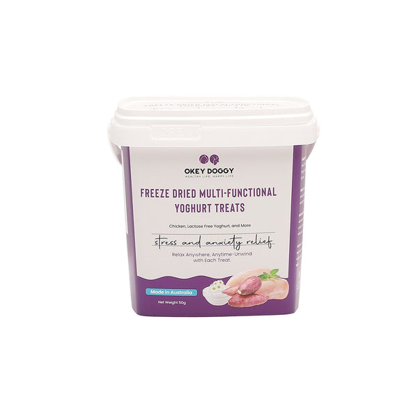 OKEY DOGGY Freeze-Dried Yoghurt Pet Treats, Stress & Anxiety Recipe, 50g