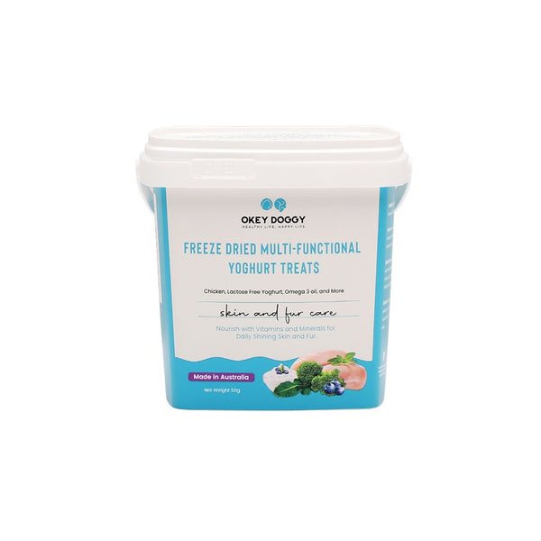 OKEY DOGGY Freeze-Dried Yoghurt Pet Treats, Skin & Fur Recipe, 50g