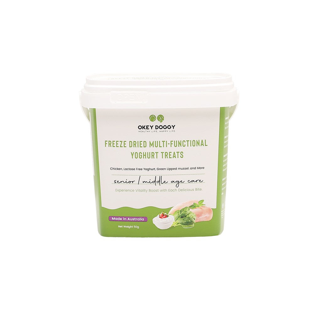 OKEY DOGGY Freeze-Dried Yoghurt Pet Treats, Senior Recipe, 50g