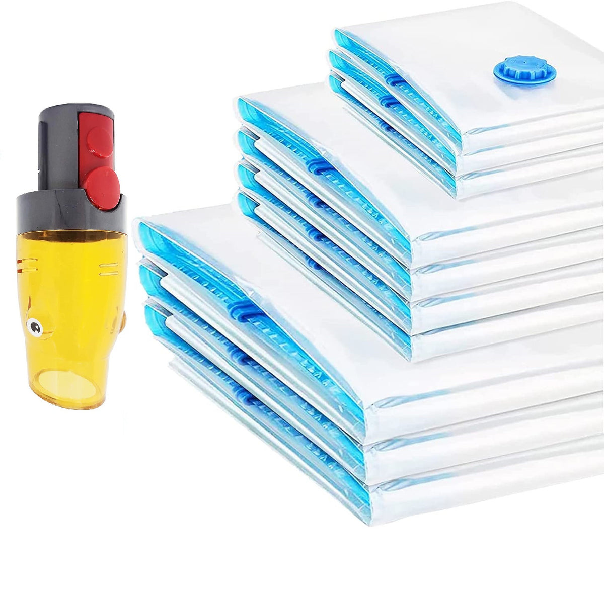 Space Saver Vacuum Storage Bags, 9 Pack, with Adaptor for Dyson Vacuums