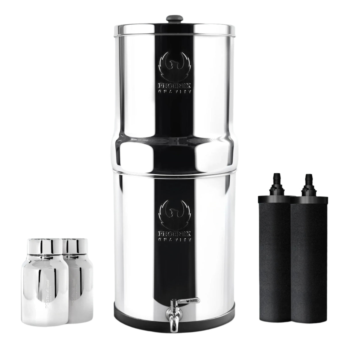 Phoenix 8L Stainless Gravity Water Filter + POSTreat Fluoride Cartridges