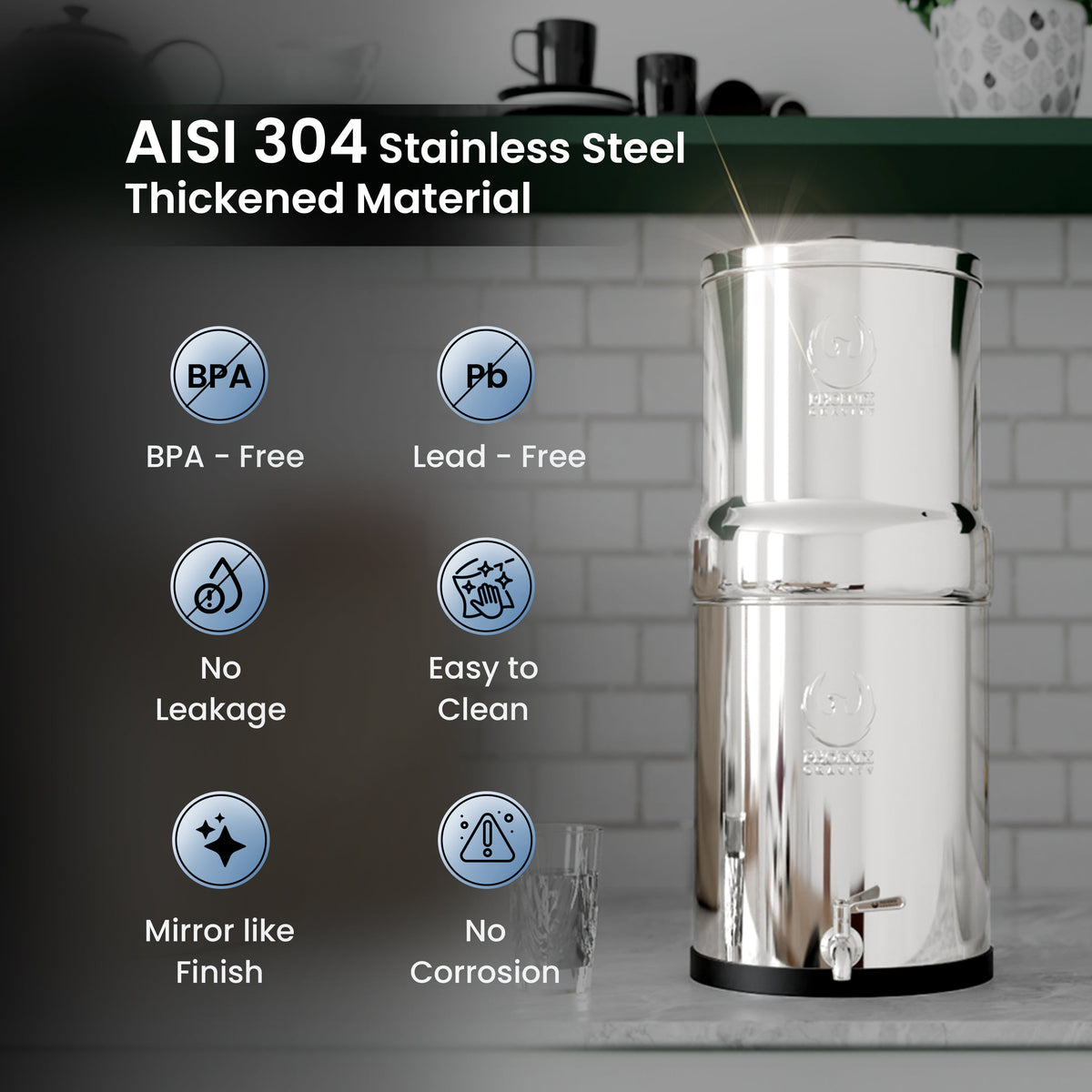 Phoenix 12L Stainless Steel Gravity Water Filter