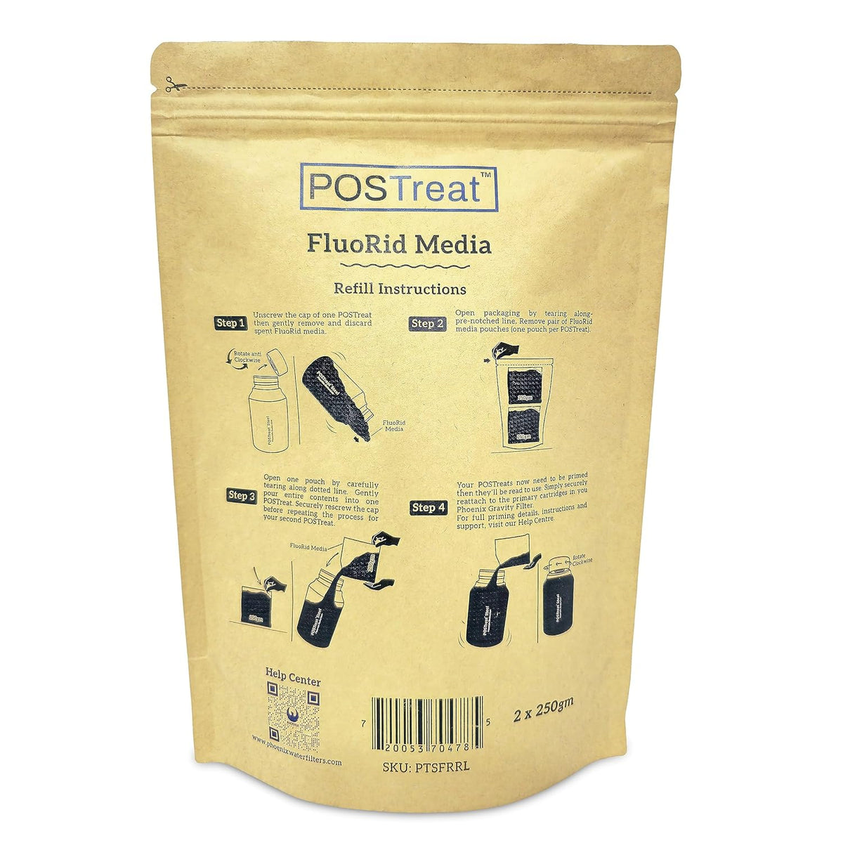 POSTreat FluoRid Fluoride Filter Media Refill, 2 Pack