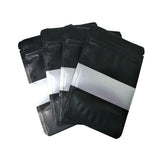 Black Window Stand-Up Pouches, Resealable, 12 x 20cm, 50 Pack
