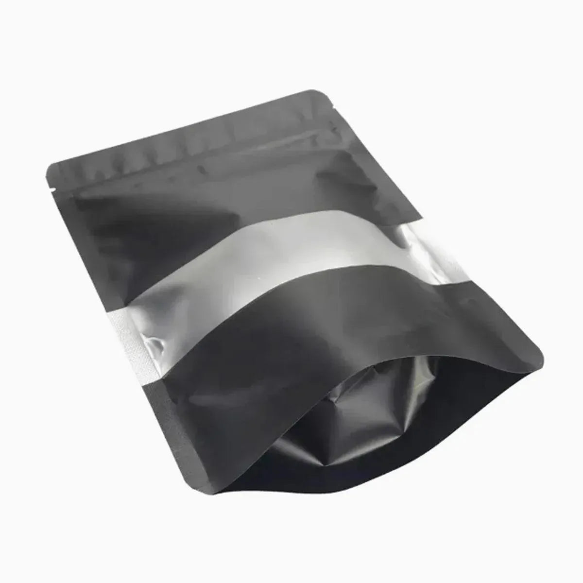 Black Window Stand-Up Pouches, Resealable, 12 x 20cm, 50 Pack