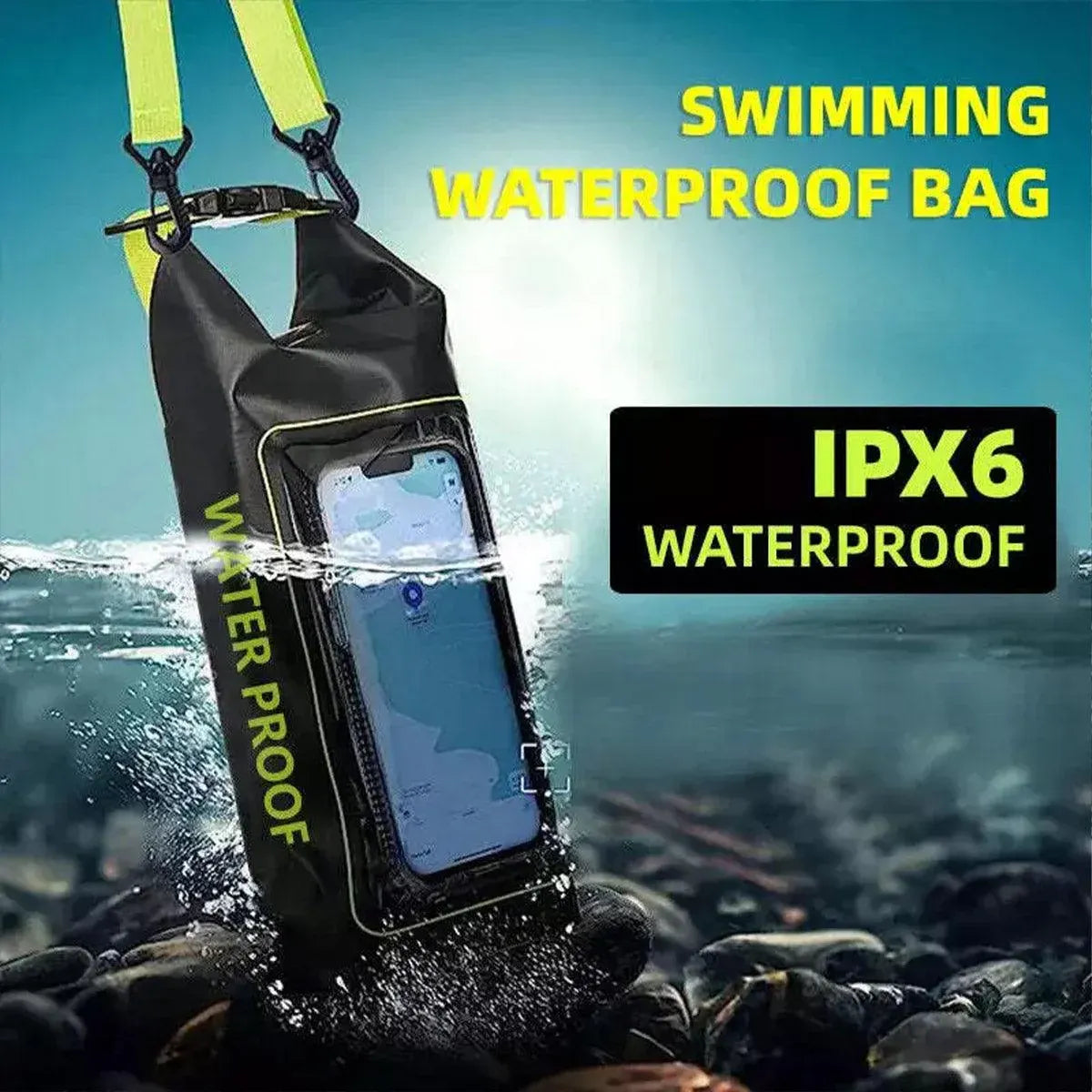 IPX6 Waterproof Crossbody Phone Bag, Black