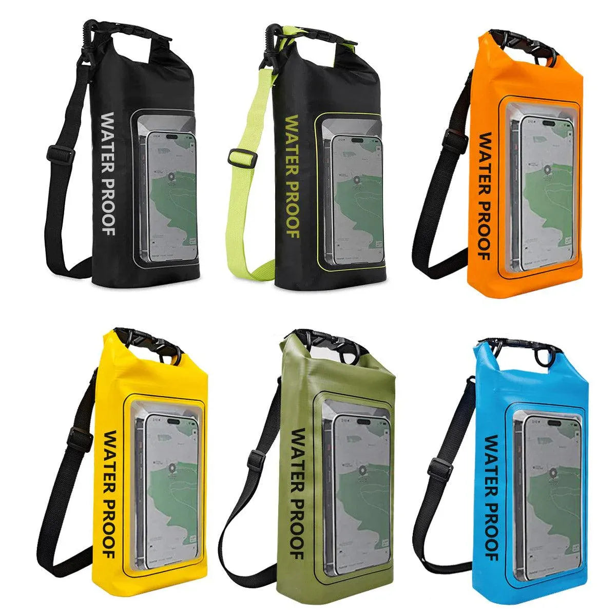 IPX6 Waterproof Crossbody Phone Bag, Black/Green