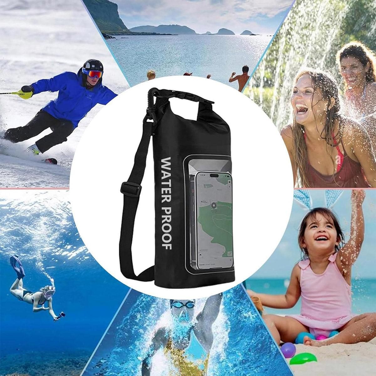 IPX6 Waterproof Crossbody Phone Bag, Black/Green