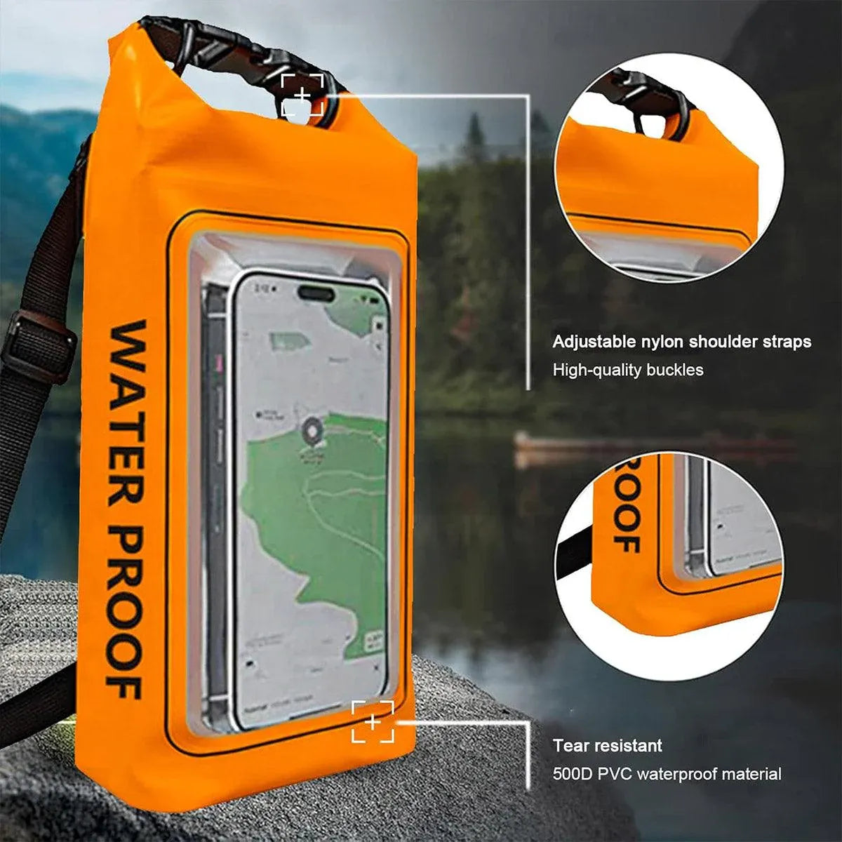 IPX6 Waterproof Crossbody Phone Bag, Orange