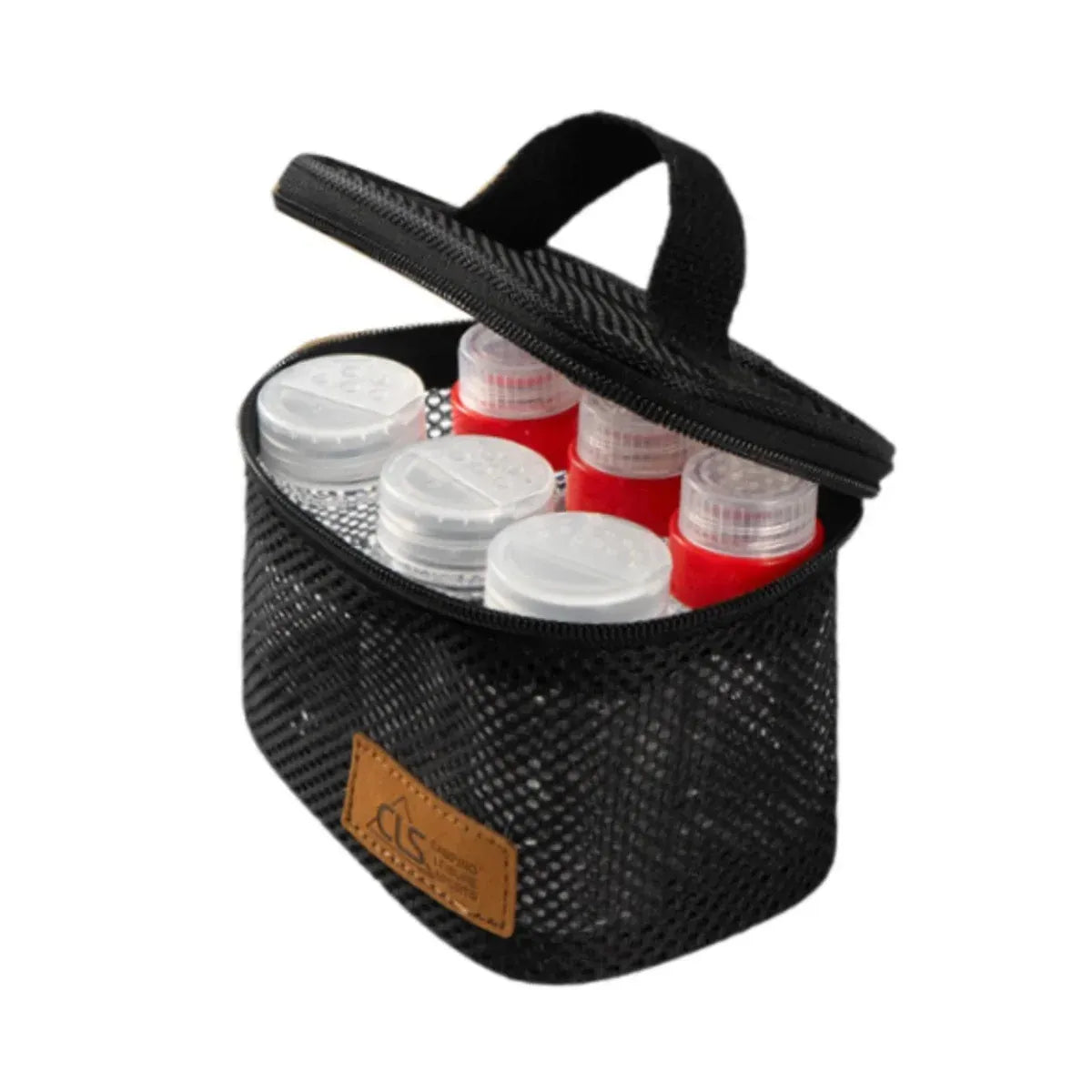 6-Piece Mini Seasoning Bottle Set with Carry Bag, Black