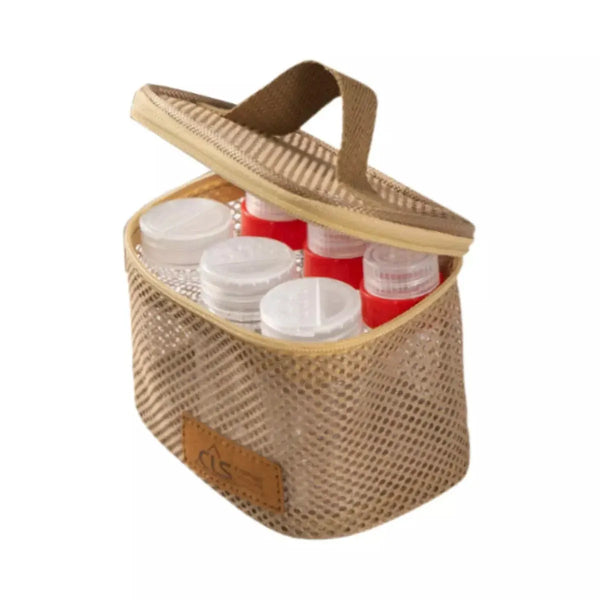6-Piece Mini Seasoning Bottle Set with Carry Bag, Khaki